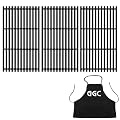 GGC 17" Grill Grates for Charbroil 463242715 463242716 463276016 466242715 466242716 G533-0009-W1A, Cast Iron Grill Grates for Lowe's 606682 Nexgrill 720-0882A BHG 720-0882(with an Apron)