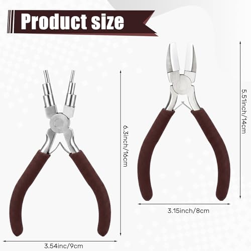 Image of Mudder 2 Pieces Jewelry Making Tool Bail Making Pliers 6 in 1 Jewelry Wire Bending Pliers for Beading Looping Shaping Wire DIY Crafts (Brown)