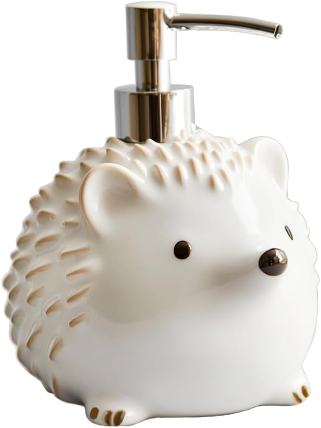 Colias Wing Ceramic Hedgehog Shape Soap Dispenser with Plastic Pump, Refillable Lotion Soap Bottle, Lotion Bottle, Hand Soap Dispenser, Home Decoration