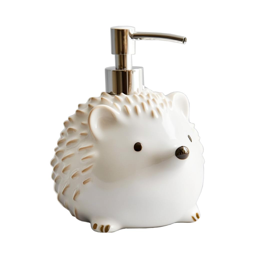 Colias Wing Ceramic Hedgehog Shape Soap Dispenser with Plastic Pump, Refillable Lotion Soap Bottle, Lotion Bottle, Hand Soap Dispenser, Home