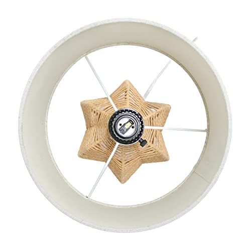 Elegant Designs LT2106-NAT 21" Tall Boho Coastal Inspired Rustic Paper Rope Rattan Wicker Look Standard Table Desk Nightstand Lamp with Light Beige Fabric Linen Shade, Natural - Image 9