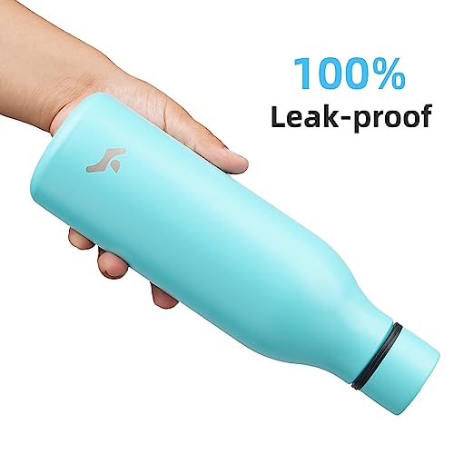 Image of Konokyo Insulated Water Bottle with Strap,18 oz Double Wall Stainless Steel Vacuum Bottles Metal Water Flask,Turquoise