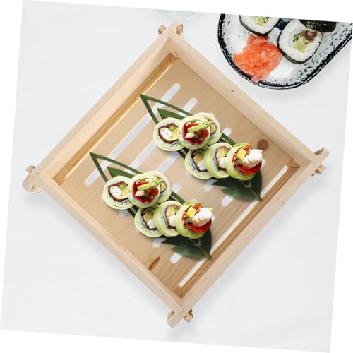 Bandeja japonesa rectangular de madera para sushi miniatura 4