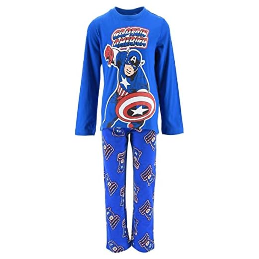 Marvel Avengers Pijama para Niño, Pijama Algodón Suave, Camiseta y Pantalón Largo Niño, Diseño Hulk y Capitan America, Talla 4 Años, Azul