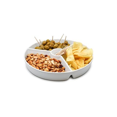 NERTHUS Plato Aperitivos Redondo Pequeño Porcelain Snacks Serving Plate, 30 x 30 x 10, White Cover