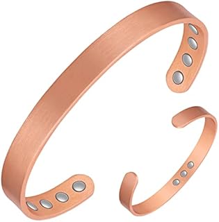 Jeracol Copper Magnetic Bracelets for Men Women,100% Solid Copper Magnetic Cuff Bangle with 8 Powerful Magnets,Simple Style Adjustable Size Brazaletes with Jewelry Gift Box