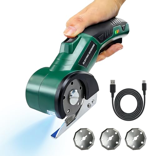 Tijeras Electricas Costura, Tijera Electrica Sin Cable con Cerradura de Seguridad Cutter Electrico con Reemplazar la Cuchilla para PláSticos Alfombras Fieltro Cuero y CartóN