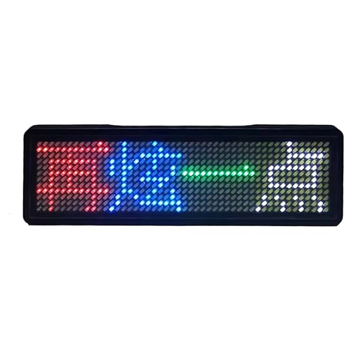 Events Business Services, etiqueta LED programable, controlada por aplicación móvil, personalizable, recargable con pantalla RGB, pantalla de 3.4 x 0.9 pulgadas / 8.5 x 0.9 pulgadas