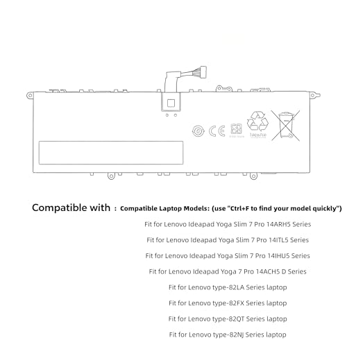 Image of L19D4PH3 L19M4PH3 L19C4PH3 Battery for Lenovo Ideapad Yoga Slim 7 Pro-14ITL5 Pro-14ARH5 Pro-14ACH5 Pro-14IHU5 Pro-14IAP7 Series Compatible with SB10Z49515 SB10Z49516 SB10Z49517