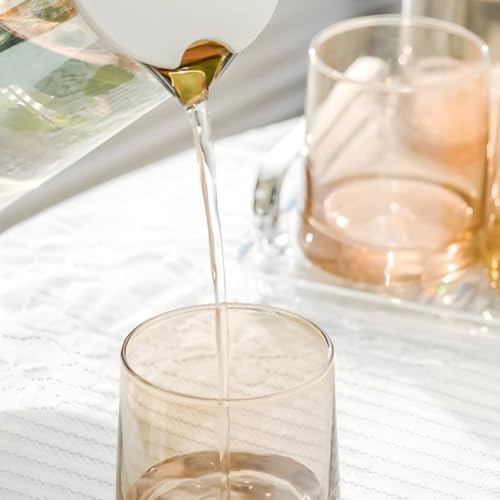 Image of Wringo Premium 7pc Crystal Water Jug with Glass Set and Jug Set Combo,Freezer Safe and Dishwasher Safe (6 Pieces Glasses 200ML and 1 Water Juice Jug 1 Liter), Transparent, Glass and Jug Set (WS-06)