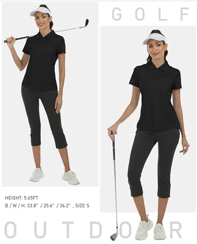 Image of MoFiz Womens Zip up Golf Polo Shirt Short Sleeve Workout Golf Top Moisture Wicking Lightweight Tennis Shirts