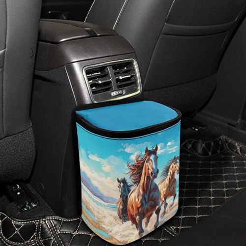 Image of DISNIMO Horse Car Trash Can Easy-to-Install Car Accessory Interior, Leak-Proof Car Garbage Can Bin Organizer Storage Bag for The Back Seat of Any Cars, Sedans, SUVs & Trucks