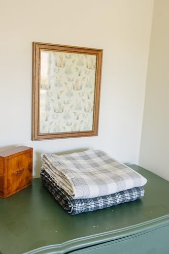 Image of Mebie Baby Quilt, Coastal Plaid and Navy, 100% Cotton Muslin Baby Blanket for Girls and Boys, Newborns to Toddler, Soft Swaddle Blanket, 47 inchx47 inch