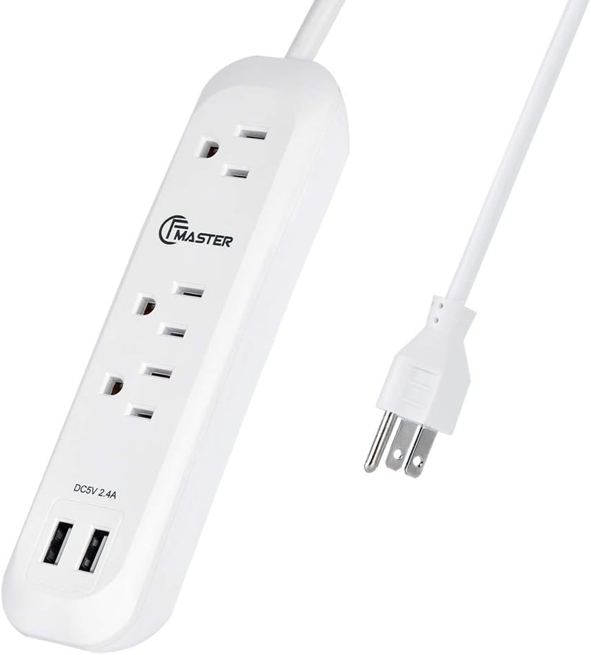 USB Power Strip Surge Protector Long Extension Cord 6 feet