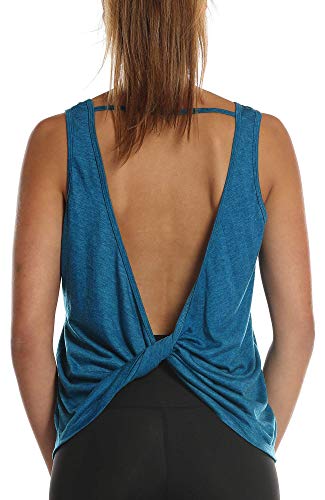 Image of icyzone Workout Tank Tops for Women - Open Back Strappy Athletic Tanks, Yoga Tops, Gym Shirts
