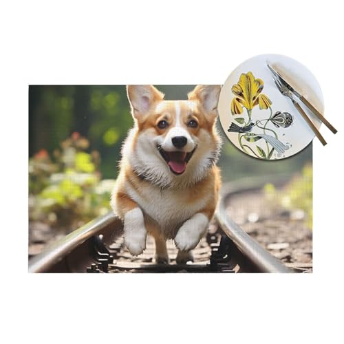 Napperons tissés en PVC pour repas en terrasse set de table Corgi antidérapant résistant aux taches - 7