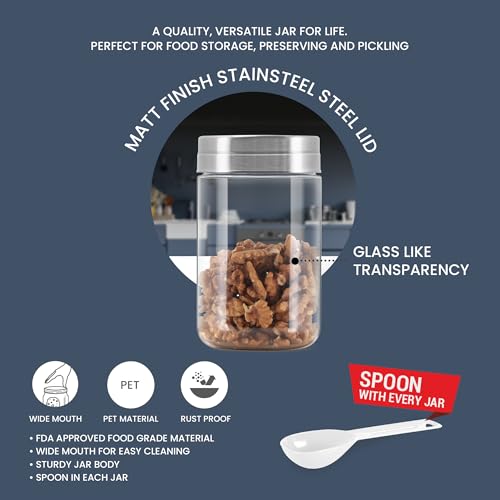 Image of MILTON Steel Seal 750 Airtight Food Grade Modular Plastic Container | BPA Free, Stackable & Transparent | Wide Mouth with See-Through Lid | Ideal for Cereals, Pulses, Spices, Set of 3, 750 ml each