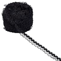 FINGERINSPIRE Elastischer Rüschen Spitzenbesatz 18.3 m Schwarzer Rüschen Spitzenbesatz Dehnbares Rüschen Spitzenband Gewebter Rüschenrand Spitzenbesatz Zum Nähen Basteln Kleidern Kleidungsdekoration