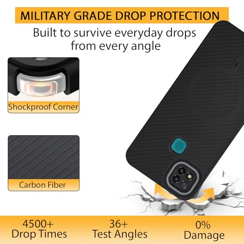 Image of LIRAMARK Rugged Carbon Fibre TPU Armor Silicone Back Cover Case for Poco C31 / Mi Redmi 10A / 10A Sport, Redmi 9 / Redmi 9 Activ / 9C