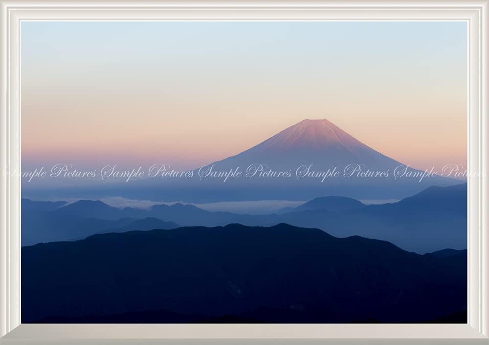 絵画風 壁紙ポスター （はがせるシール式） -窓の景色- 桃富士 富士山 赤富士 夕焼け 開運 パワースポット【扉なし窓仕様】 キャ