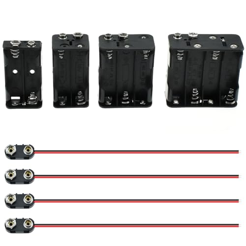 SDTC Tech 2/4/6/8 x 1.5V AA Battery Holder with Snap Connector Kit Include 3/6/9/12 Volt Battery...