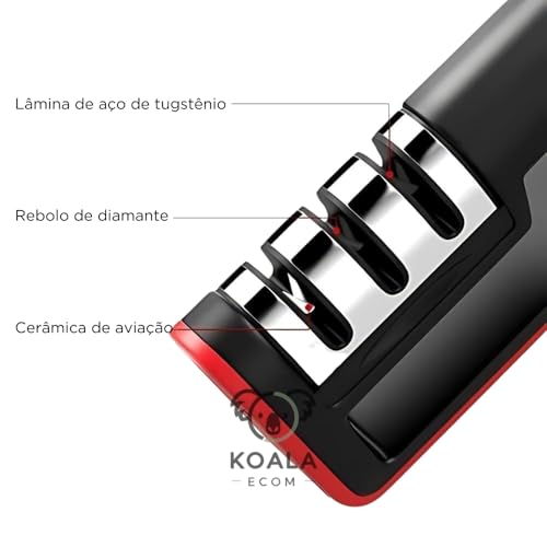 Amolador de Facas Afiador de Facas Alta Precisão em Aço Inox Profissional Lâminas, 3 Estágios de Afi