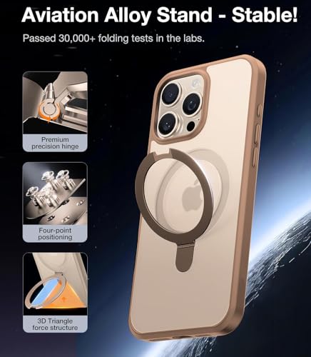 Image of AIBEX Back Cover for Apple iPhone 12 Pro Max MagSafe Compatible with OStand Ring Kickstand Magnetic Metal Alloy Ring Wireless Charging | Slim Thin Scratch Resistant Armor Shockproof Protective - Brown