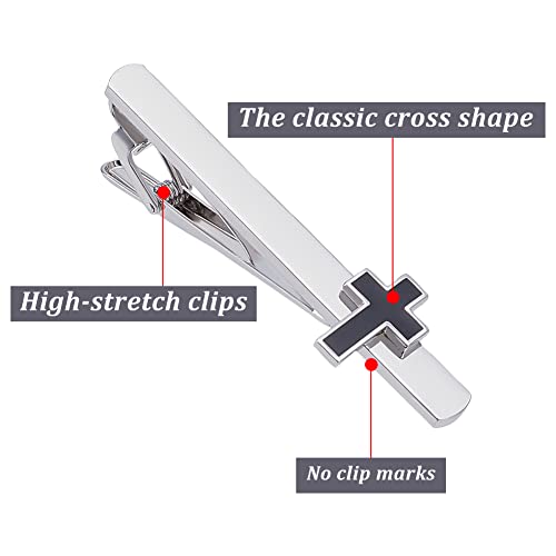 WEBEEDY 2PCS Tie Clip Set - Cross Tie Clip & Tie Bars for Men - Suitable for Business, Anniversary Parties, Meetings, Weddings & Gifts3