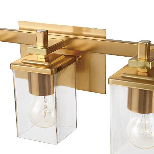 Image of Globe Electric 65564 Dakota 3-Light Vanity Light, Matte Brass, Glass Shades