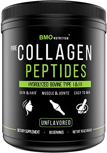 Pure Collagen Peptides Powder, Sourced from USA Cattle, Type 1&3, 60 Servings(1-lb) All Natural Hair, Skin, Nail, and Joint Support