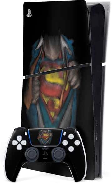 Skinit Decal Gaming Skin Compatible with PS5 Slim Digital Edition Bundle - Officially Licensed DC Comics Superman Color Sketch Design