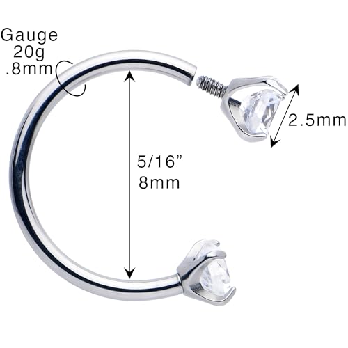 Body Candy Double Gem Titanium Horseshoe Nose Ring - Internally Threaded Solid Titanium CZ Horseshoe Nose Hoop2