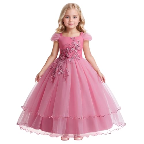 NNJXD Girl Embroidery Strapless Shoulder Lace Princess Pageant Dress Prom Ball Gown