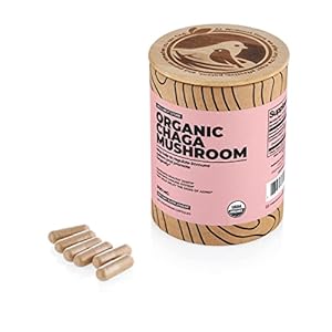 Chaga Mushroom Organic Supplement (Inonotus Extract) 200 Veggie Caps – Fights Inflammation and Supports Joint Health. Immune Support Supplement; Improves Cognitive Function + Strong Antioxidant