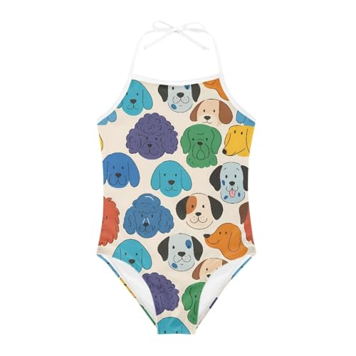 Image of KiuLoam Orange Pink Tropical Leaf Girls One Piece Swimsuit Quick Dry Beach Swim Bathing Suit for 3-8 Years Little Girls