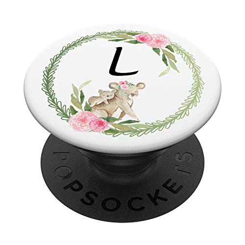 Cell Phone Pop Out Holder,Cute Koala Bear Flower Letter L PopSockets Agarre y Soporte para Teléfonos y Tabletas