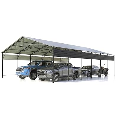 Devoko 20x30 FT Metal Carport, Heavy Duty Black Car Port w/Galvanized Steel Roof, Reinforced Base, All-Weather Garage, Outdoor Shelter for Cars, Trucks, Boats, Tractors & RV