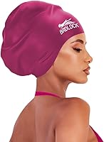 Vista 8 de Gorro de natación extra grande para trenzas y rastas, gorro de natación para mujer, trenzas de cabello largo, rastas de cabello grueso, rizado