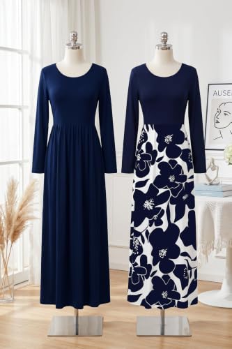 Image of AUSELILY Women's Classic Long Sleeve Dress Loose Plain Long Casual Maxi Dresses with Pockets 2026