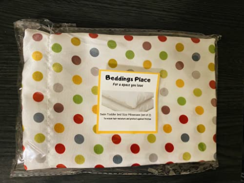 Image of Satin Pillowcase for Baby Girls, Boys,Toddler Bed, daybed to retain Hair Moisture Size (Toddler Pillowcase13 x 18 inches, Polkadots)