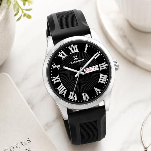 Image of TIMEWEAR Roman Track Dial, Day & Date Functioning, Silicone Strap Analog Watch for Men