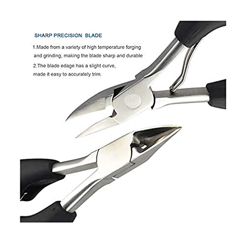 Image of FirstTry Toenail Clipper | for Thick & Ingrown Nails | Heavy Duty Soft Grip Podiatrist Tool with Stainless Steel Sharp Blades & Lighter Soft Big Handle | Use for Family and Medical (Black)