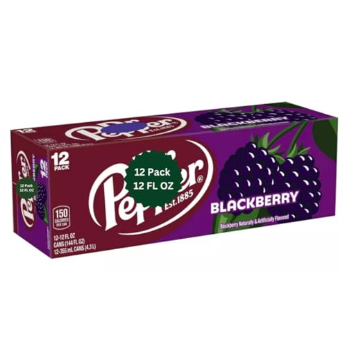 Dr' Pepper Blackberry Soda, 12 Fl OZ, Pack of 12 Cans