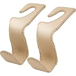 Headrest Hooks for Car, Purse Hooks for Purse and Bags,2 PCS Car Purse Holder Leather Hanger Holder Hook, for Hanging Purses and Bags and Coats Beige