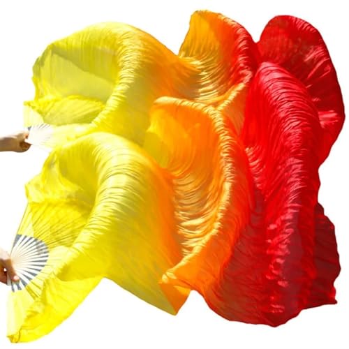 Éventails de danse du ventre en dégradé de couleurs avec voiles longs et fluides