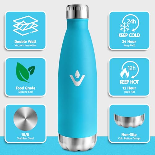 HoneyHolly Trinkflasche Edelstahl 500ml, BPA-frei, Thermosflasche, 18/8 Edelstahl, Wasserflasche Kinder, Doppelwandig Vakuumisoliert… – Ansicht 5