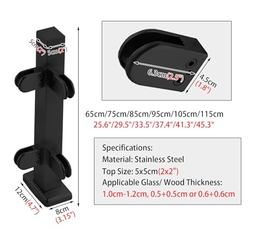Sistema de postes de barandilla de vidrio de 100 cm para conector de escaleras externas 6
