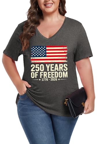 Image of ForHailey Women's Plus Size Short Sleeve Tee Shirt V Neck Basic Ladies Loose Fit T Shirt 1X-5X