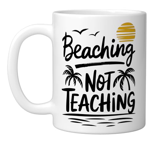 Taza de cerámica para verano con diseño Beaching Not Teaching miniatura 1