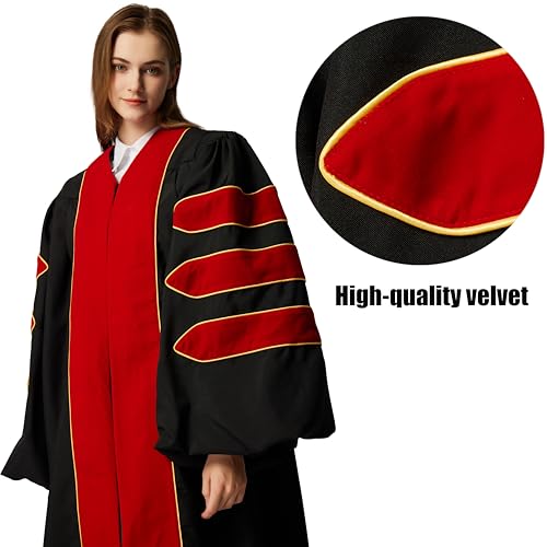 Image of MyGradDay Unisex Deluxe Graduation Doctorate Robe with Gold Piping Available for Customization
